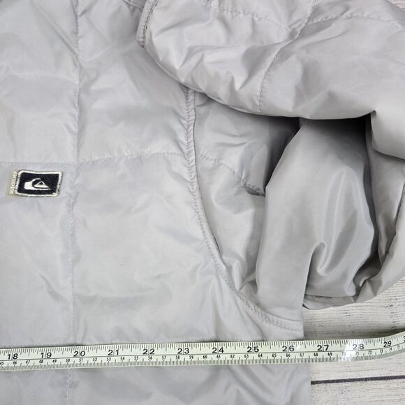 Vintage Quicksilver Y2K Reversible Puffer Zip Jacket Mens Sz L Gray Embroidered - Picture 8 of 9